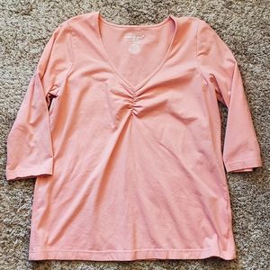 Fashion Bug Rouched V Neck 3/4 Sleeve Top